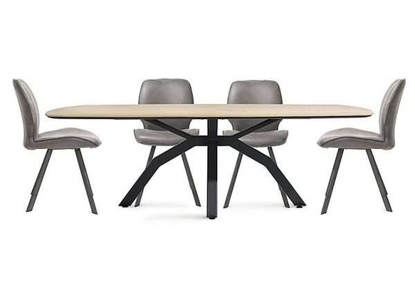 Habufa Montreal Dining Table with Spider Legs and 4 Semmi Chairs Grey