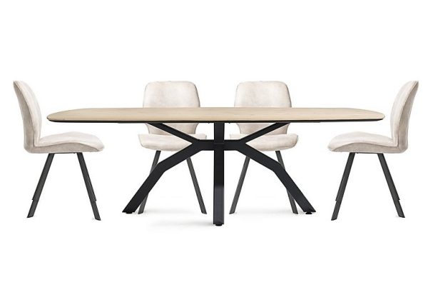 Habufa Montreal Dining Table with Spider Legs and 4 Semmi Chairs Kiezel