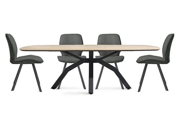 Habufa Montreal Dining Table with Spider Legs and 4 Semmi Chairs Off Black