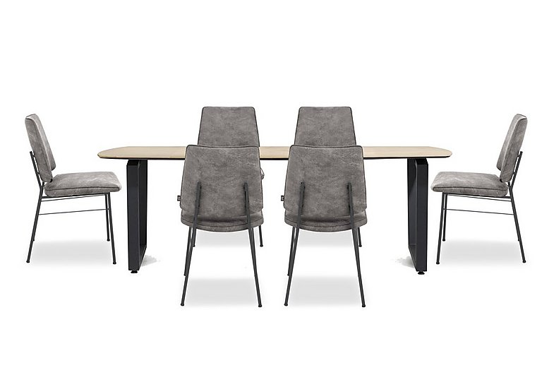 Habufa Montreal Dining Table with U Shaped Legs and 6 Fausto Chairs Grey