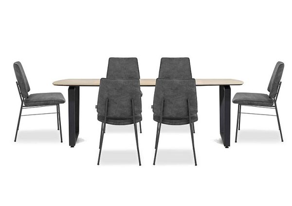 Habufa Montreal Dining Table with U Shaped Legs and 6 Fausto Chairs Off Black