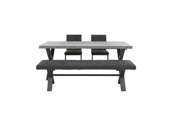 Moon Dining Table with 2 Cantilever Chairs and Bench Set 150 cm