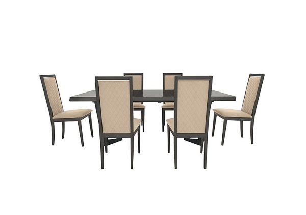 Palazzo 160cm Extending Dining Table in Silver Birch with 6 Rombi Chairs Aquos Cream