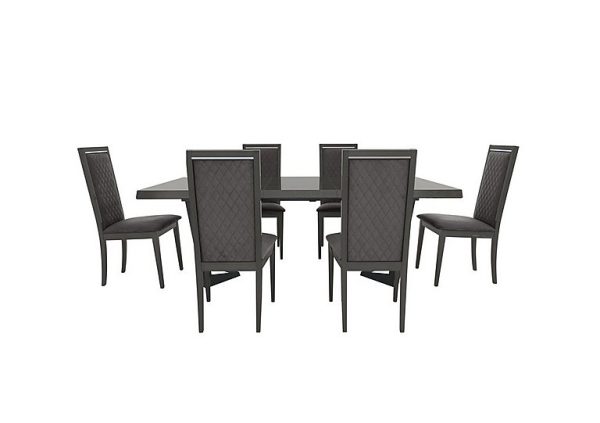 Palazzo 160cm Extending Dining Table in Silver Birch with 6 Rombi Chairs Aquos Dark Grey