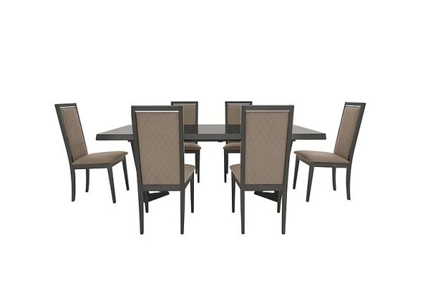 Palazzo 160cm Extending Dining Table in Silver Birch with 6 Rombi Chairs Aquos Taupe