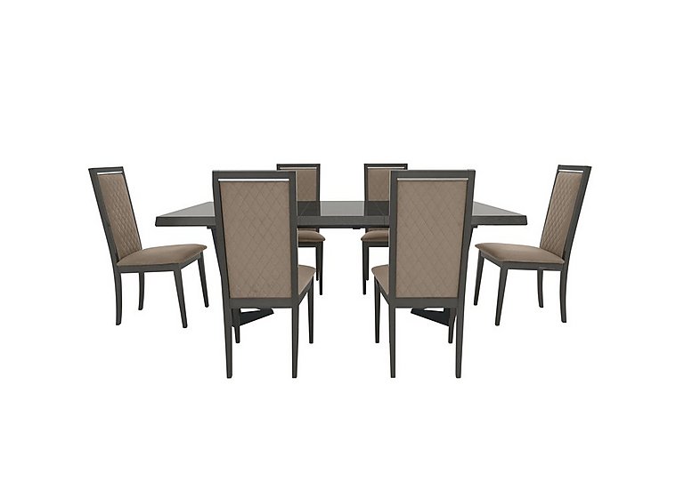 Palazzo 160cm Extending Dining Table in Silver Birch with 6 Rombi Chairs Aquos Taupe