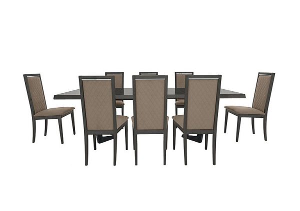 Palazzo 200cm Extending Dining Table in Silver Birch with 6 Rombi Chairs Aquos Taupe