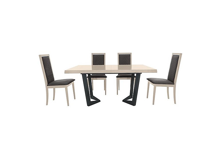 Palazzo 160cm Extending Dining Table in Sand Birch with 4 Rombi Chairs Aquos Dark Grey