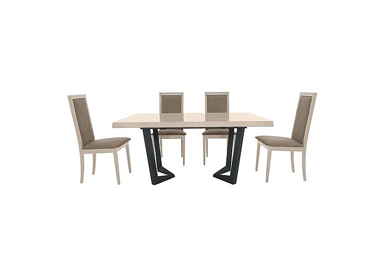 Palazzo 160cm Extending Dining Table in Sand Birch with 4 Rombi Chairs Aquos Taupe