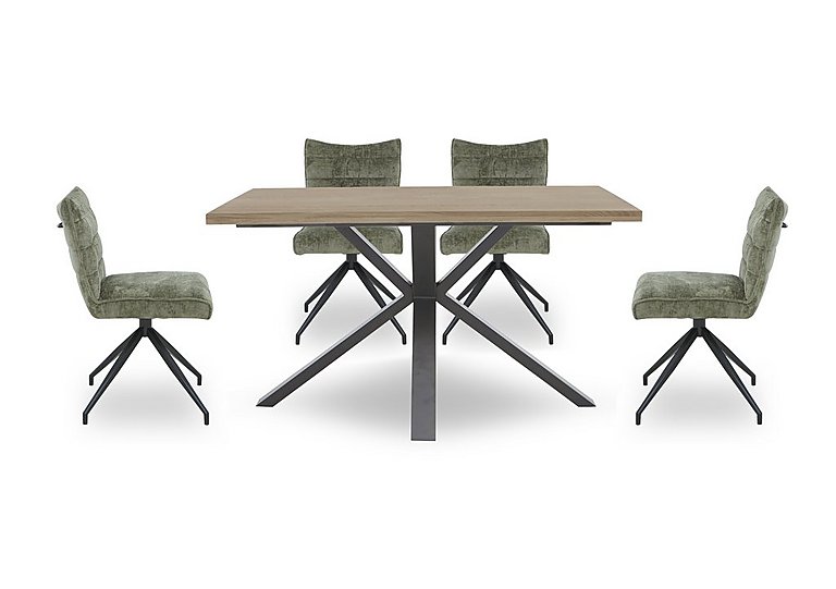 Saturn Compact Dining Table and 4 Swivel Chairs Green