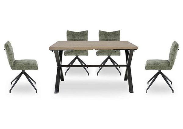 Saturn Small Straight Edge Dining Table and 4 Swivel Chairs Green