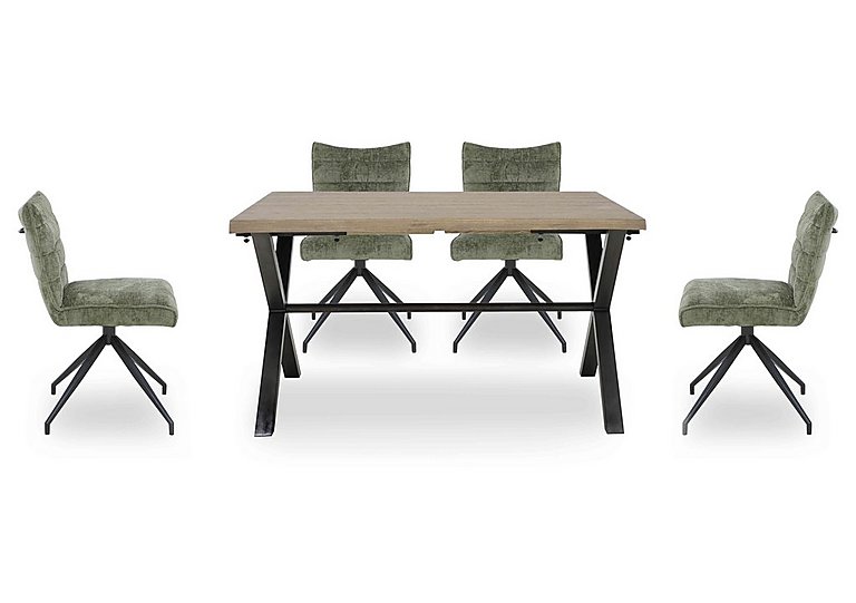 Saturn Small Straight Edge Dining Table and 4 Swivel Chairs Green