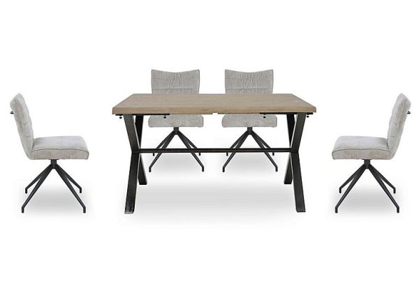 Saturn Small Straight Edge Dining Table and 4 Swivel Chairs