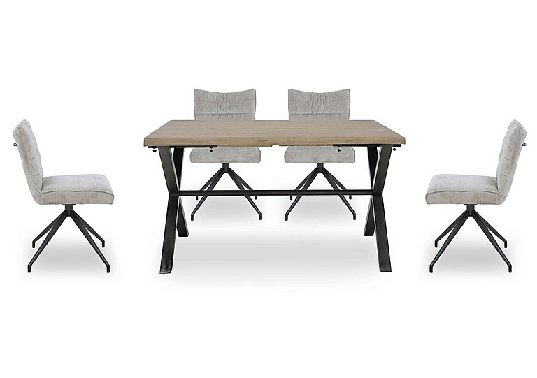 Saturn Small Straight Edge Dining Table and 4 Swivel Chairs