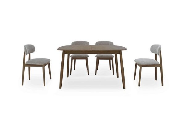 Stockholm Small Extending Dining Table and 4 Wooden Chairs Dark Oak