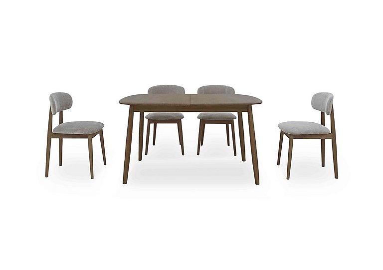 Stockholm Small Extending Dining Table and 4 Wooden Chairs Dark Oak