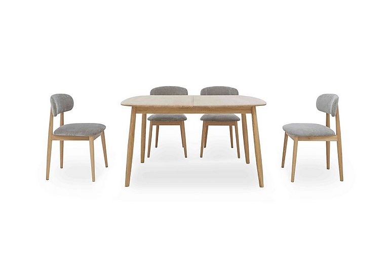 Stockholm Small Extending Dining Table and 4 Wooden Chairs Light Oak