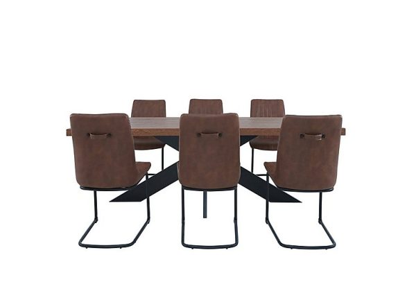 Bodahl Terra Dining Table with Star Leg 6 Cognac Chairs Desert