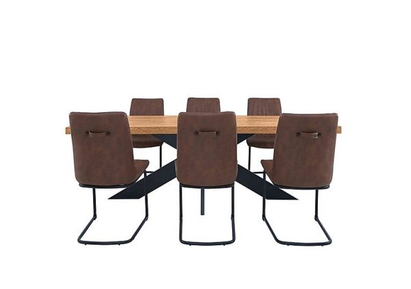 Bodahl Terra Dining Table with Star Leg 6 Cognac Chairs Oiled