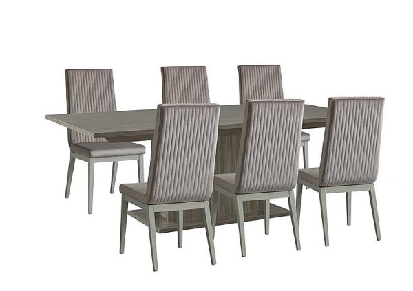 Venezia 160 cm Extending Dining Table and 4 Fluted Fabric Chairs Set Grey