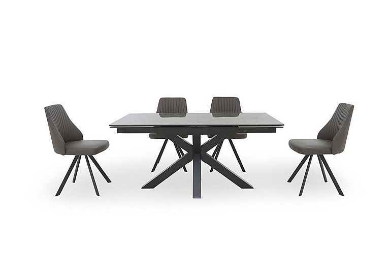 Vida Grey Extending Dining Table and 4 Swivel Chairs Dark Grey