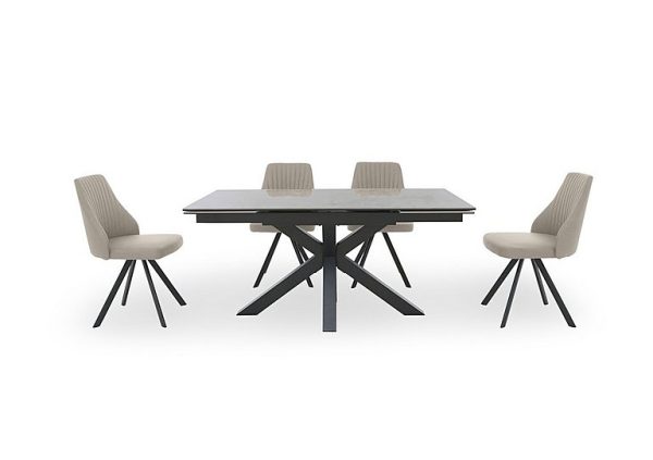 Vida Grey Extending Dining Table and 4 Swivel Chairs Light Grey