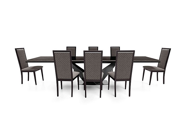 Vita Extending Dining Table and 8 Wooden Chairs with Patterned Upholstered Backs 260 cm