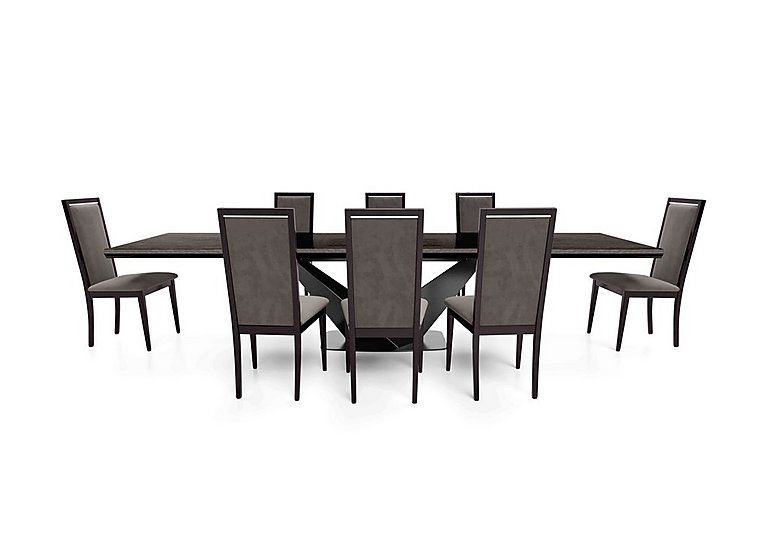 Vita Extending Dining Table and 8 Wooden Chairs with Plain Upholstered Backs 260 cm