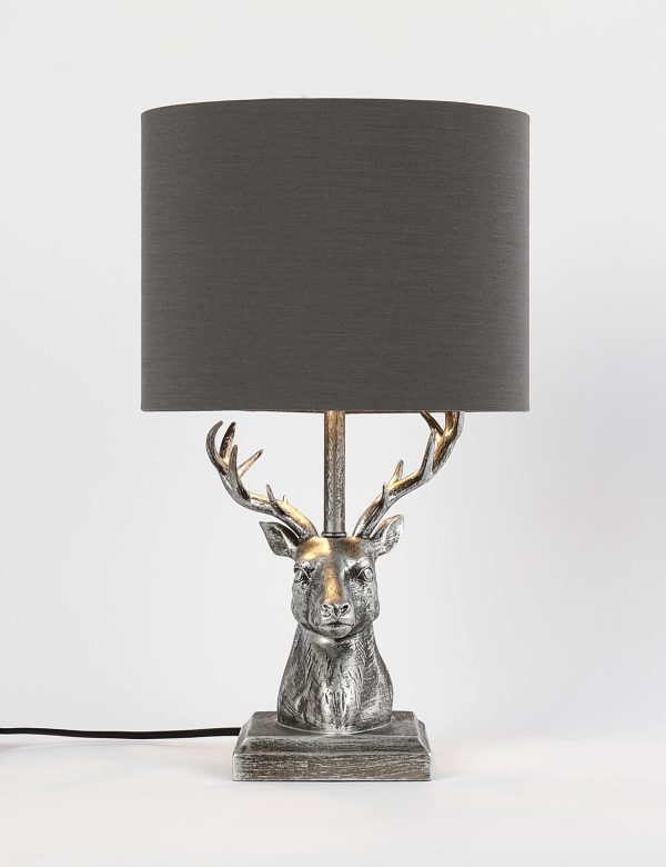 MS Collection Stag Table Lamp Silver Silver