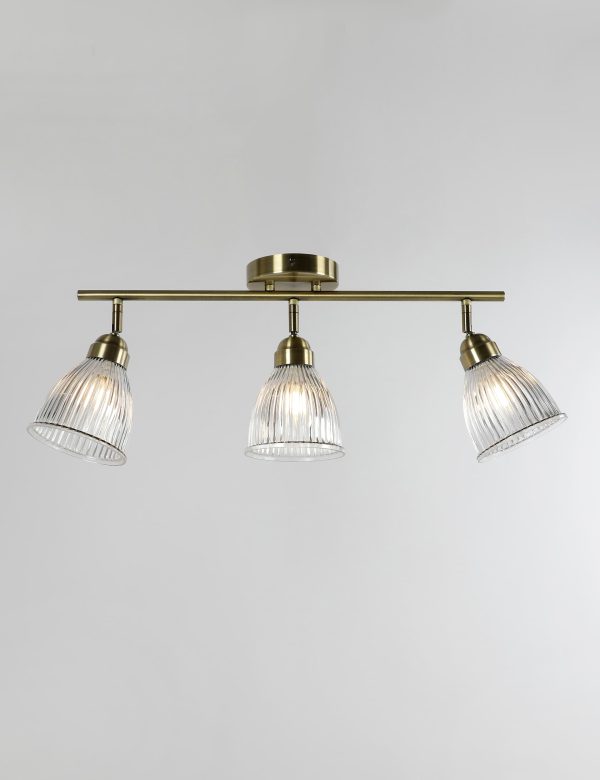 MS Collection Florence 3 Light Flush Bar Light   Antique Brass Antique Brass