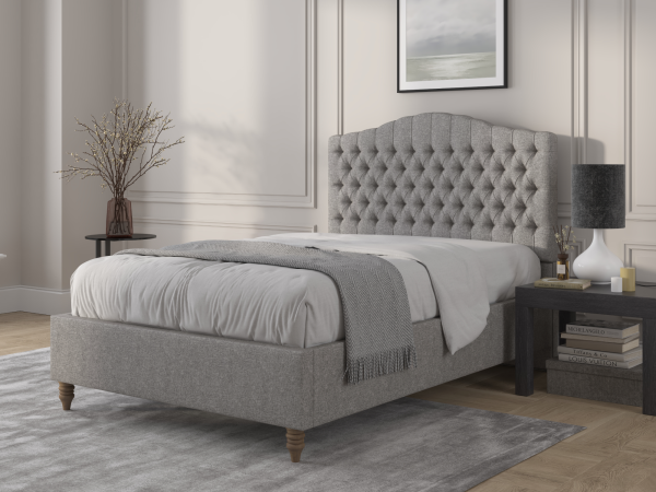 British Bed Company Alice Double Ascot Grey Fabric Bed