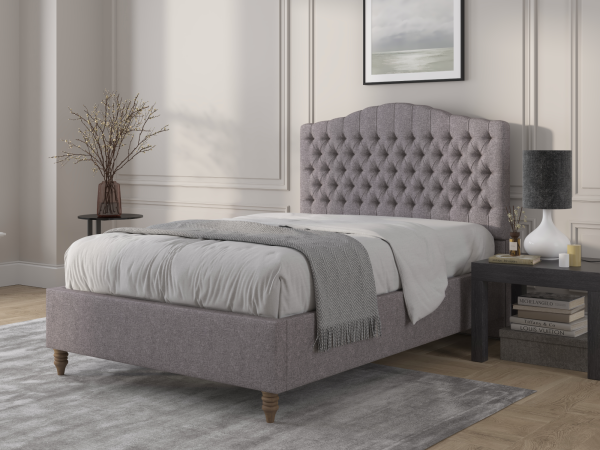 British Bed Company Alice Super King Chrome Wool Fabric Bed