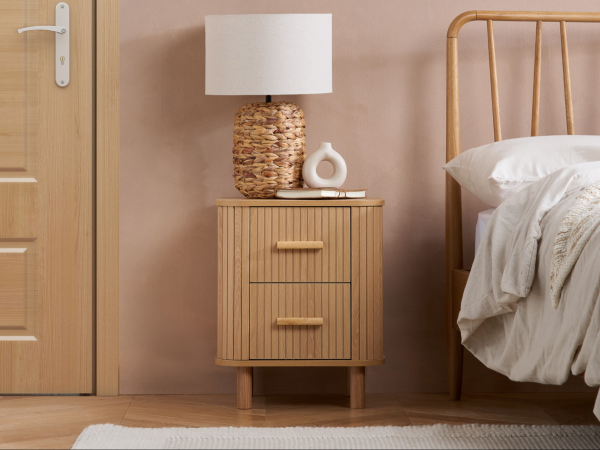 Birlea Axel 2 Drawer Bedside Oak Bedside Chest