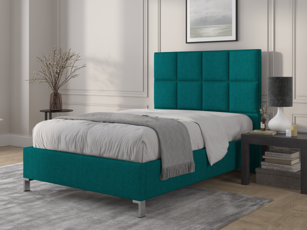 British Bed Company Harrison Double Plush Velvet Teal Fabric Bed