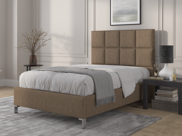 British Bed Company Harrison Double Ascot Beige Fabric Bed