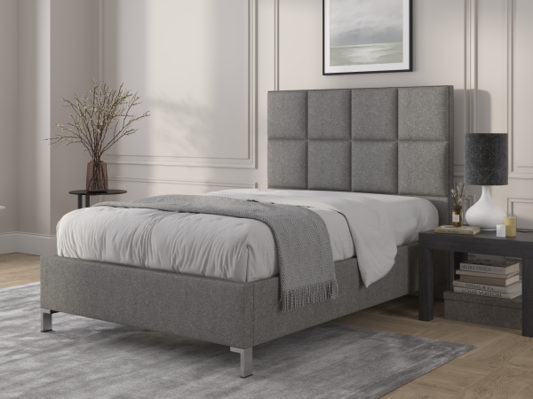 British Bed Company Harrison King Size Naples Silver Fabric Bed