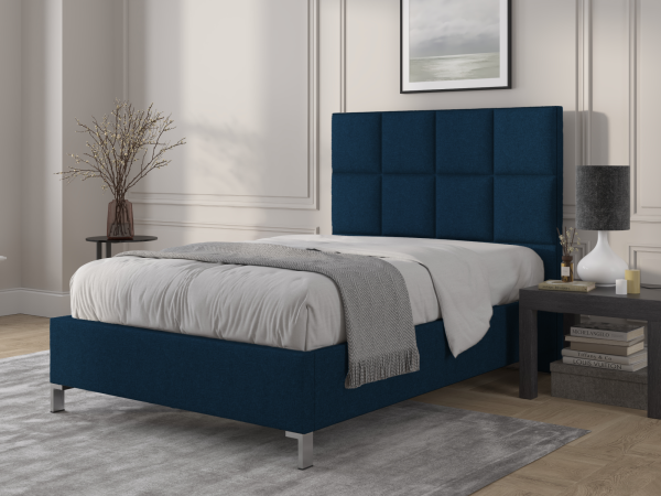 British Bed Company Harrison Double Plush Velvet Navy Blue Fabric Bed