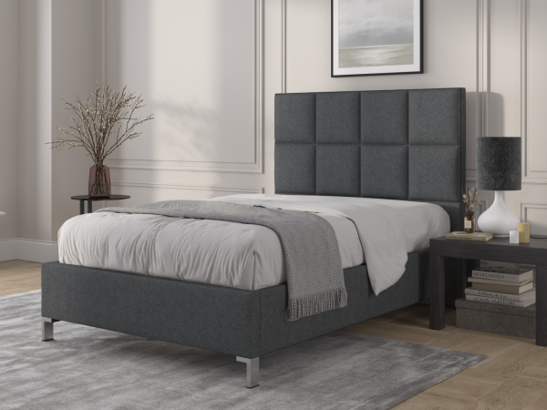 British Bed Company Harrison Double Plush Velvet Charcoal Fabric Bed