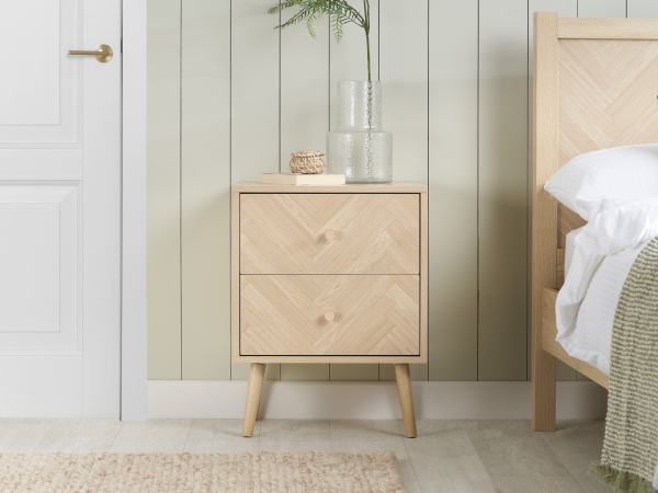 Birlea Herringford 2 Drawer Bedside Herringford Oak Bedside Chest