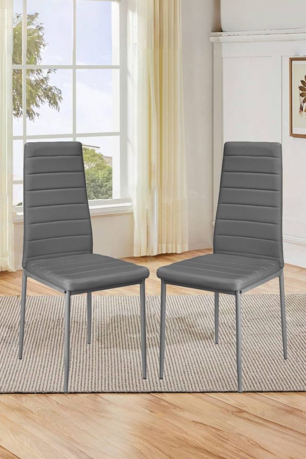 2pcs Armless PU Leather High Back Dining Chairs