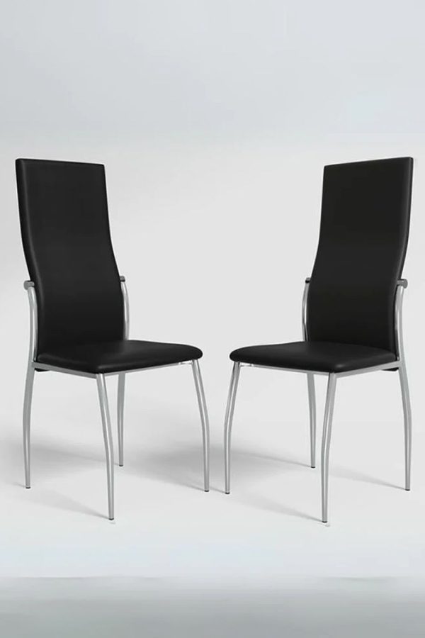 2Pcs PU Leather High Back Dining Chairs