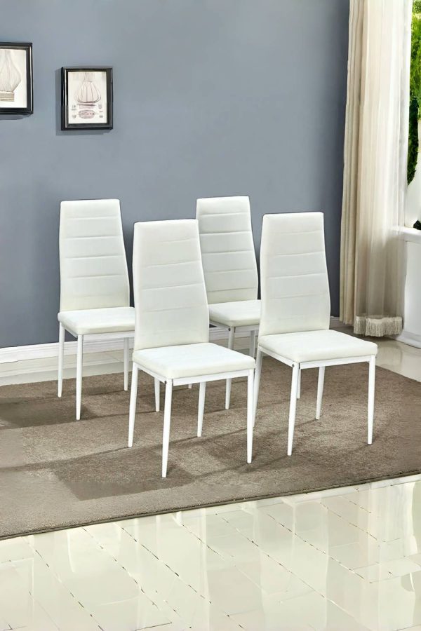 4pcs Armless Faux Leather Upholstered High Back Dining Chairs