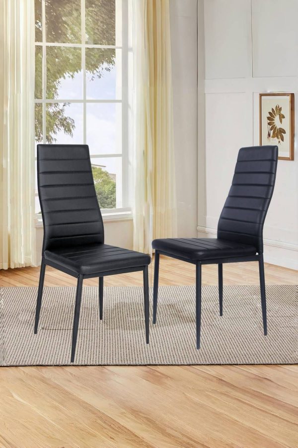 2pcs Armless Leather High Back Dining Chairs Padded Seat