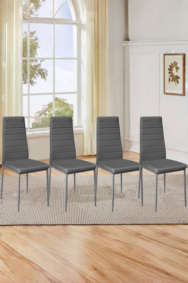 4pcs Armless Leather High Back Dining Chairs