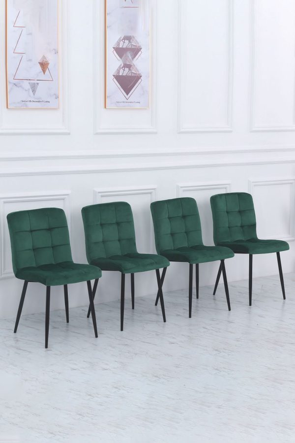 4Pcs Modern Frosted Velvet Dining Chairs