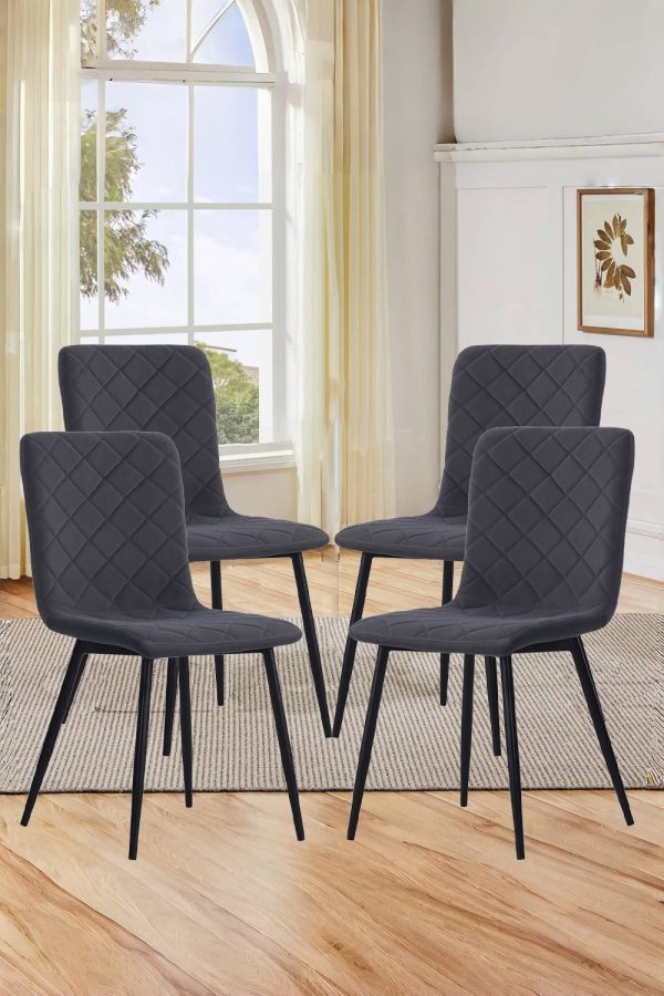 4Pcs Modern Velvet Upholstered Diamond Armless Dining Chairs