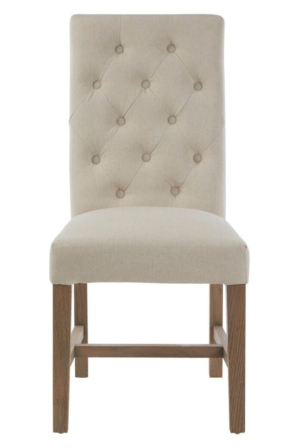 Elegant Upholstered Beige Linen Dining Chair Comfortable Modern Dining Chair Durable Small Modern Chair