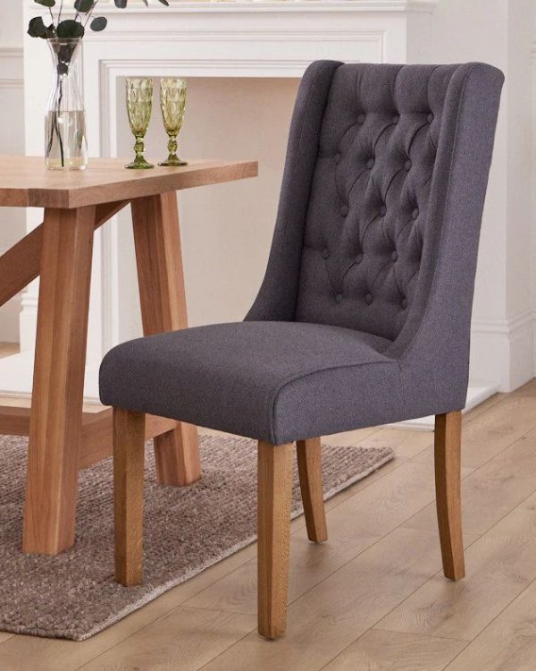 Cannes Button Back Kitchen Furniture Dining Room Chair Charcoal