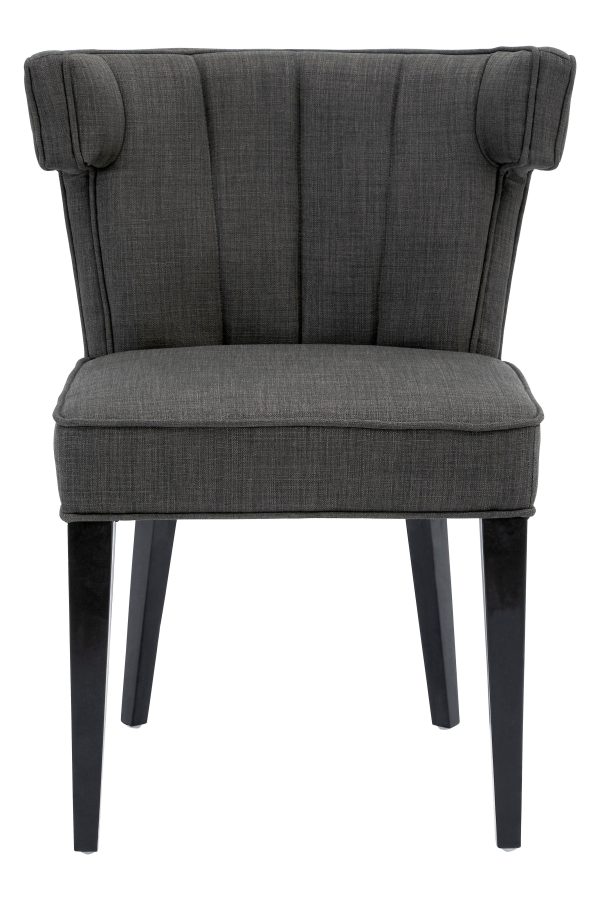 Fabric Upholstered Grey Plyester Dining Chair Elegant Breakfast Room Chairs High Back Dining Chair