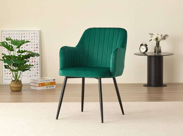 Charlotte Velvet Comfort Dining Chairs Green Set of 2